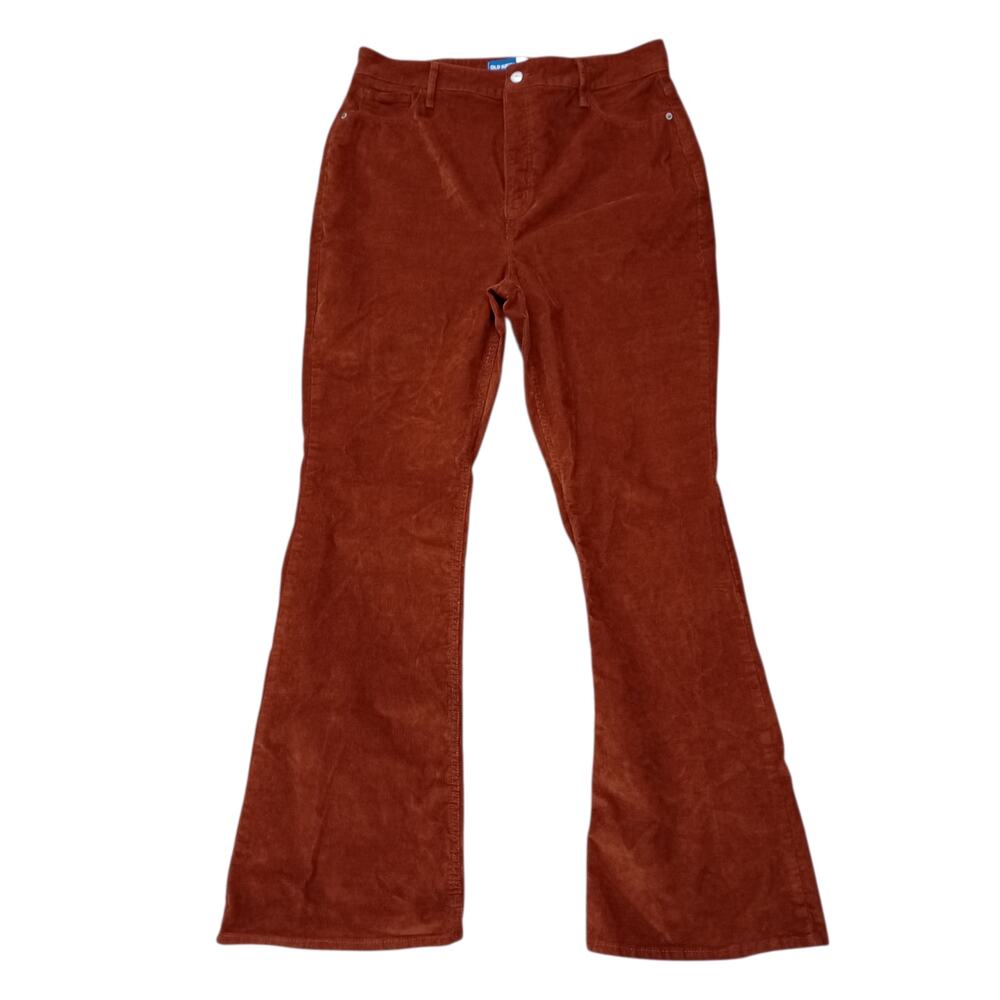 Old Navy Corduroy Pants Women 14 Flare Higher High Rise Secret Smooth Brown